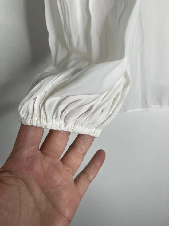 Ramy Brook Komi Eyelet Elegant Long Sleeve V Neck White Top Size Small - Picture 5 of 7